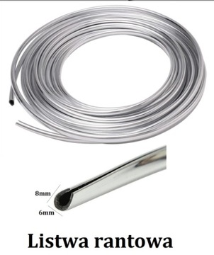 LISTWA RANTOWA RANTÓWKA CHROM POŁYSK 6x8mm METRY