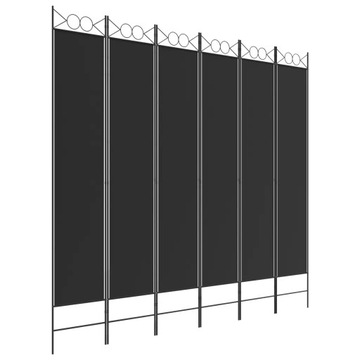PARAWAN POKOJOWY DEKORACYJNY ŚCIANKA KOTARA 6-PANELOWY 240x220 cm CZARNY