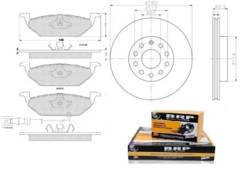 Диски колодки передние Audi A3 Leon Toledo VW Golf 5 6 Skoda Octavia 2 -280 мм