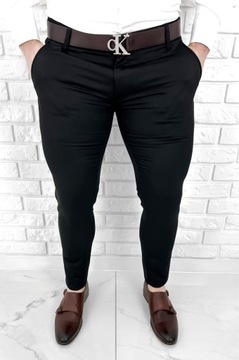 Czarne eleganckie spodnie meskie slim fit Stylovy D-1188 - 32