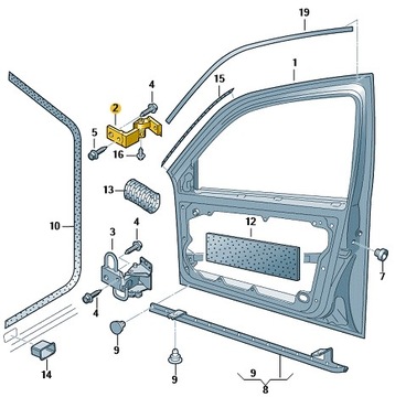 ПЕТЛЯ ДВЕРИ ВЕРХНЯЯ ЛЕВАЯ VW BORA GOLF IV PASSAT B5