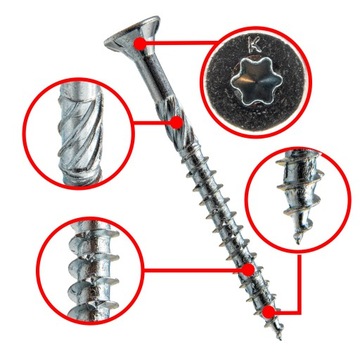 Шурупы по дереву 5x90 TORX 200 шт.Белая оцинковка