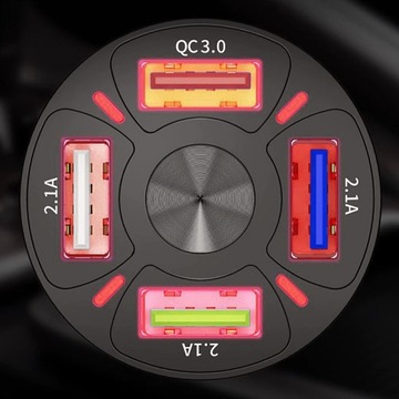 Szybka Ładowarka Samochodowa QC 3.0 4xUSB + Kabel