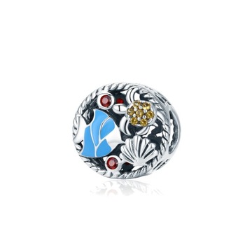 Srebrny Charms ORNAMO Podwodna Kraina Cyrkonia kolorowa Emalia Srebro 925