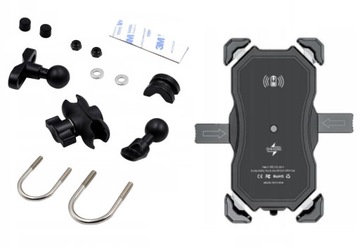 ДЕРЖАТЕЛЬ ДЛЯ ТЕЛЕФОНА С ИНДУКТИВНЫМ ЗАРЯДНЫМ УСТРОЙСТВОМ 15 ВТ, УДАРОЗАЩИТНЫЙ МОТОЦИКЛ QC