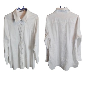 ULDAHL biała, długa, bawełniana, koszulowa damska bluzka 44