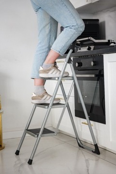 3-СТУПЕНЧАТАЯ ЛЕСТНИЦА 150 КГ ПРОЧНАЯ СТАЛЬНАЯ ПРОЧНАЯ ДЛЯ ДОМА