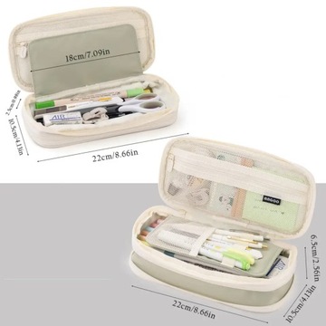 БОЛЬШОЙ школьный пенал с двумя отделениями, складной для аксессуаров, косметичка 3-в-1