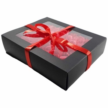 Pachnący Flower Box W PUDEŁKU z 24 Mydlanymi Różami Różowymi na Prezent