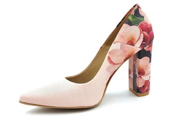 Piękne pantofle na słupku 10 cm różowe magnolie 40