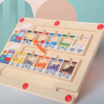МАГНИТНАЯ ДОСКА МОНТЕССОРИ, ОБРАЗОВАТЕЛЬНАЯ ПАЗЛ С ДЕРЕВЯННЫМ ПОЕЗДОМ