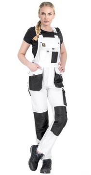 Spodnie robocze damskie białe ogrodniczki monterskie wzmacniane FIO w 44