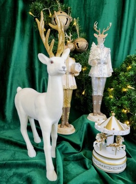 БОЛЬШОЙ ВЕЛЮРОВЫЙ ОЛЕНЬ ЭКрю С ЗОЛОТЫМИ РОГАМИ