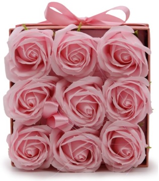 Мыло «Цветок» с 9 розовыми розами в коробке