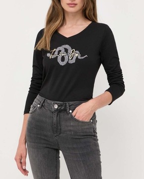 T-shirt damski LIU JO czarny z długim rękawem i logo L
