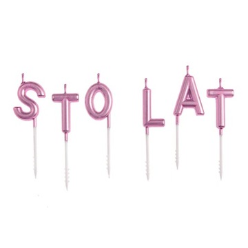 Świeczki na tort urodzinowe STO LAT rose gold
