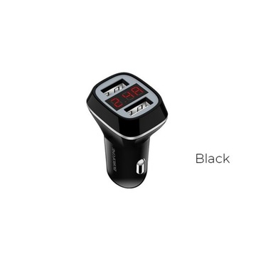ŁADOWARKA SAMOCHODOWA 2X USB Z WYŚWIETLACZEM LCD