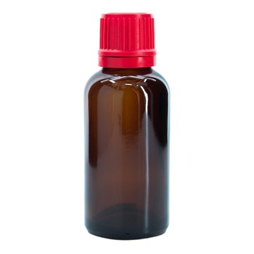 Butelka szklana 30 ml brązowa z nakrętką czerwoną