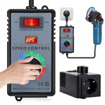 Регулятор скорости двигателя 230 В в корпусе с розеткой 2400 Вт