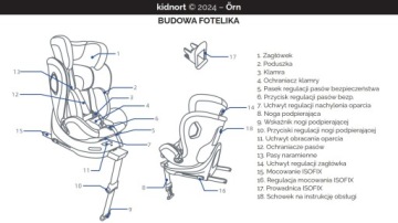 Автокресло Orn ISOFIX со стабилизирующей ножкой, I-Size, 360, до 36 кг