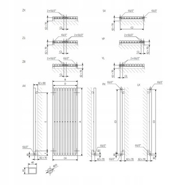ВЕРТИКАЛЬНЫЙ комнатный радиатор 190 x 68 TRIGA - 1682Вт