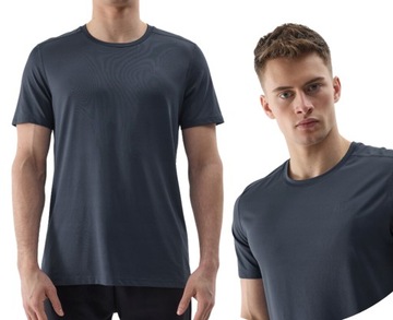 KOSZULKA 4F MĘSKA TRENINGOWA REGULAR SZYBKOSCHNĄCA - NIEBIESKA r. XL