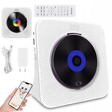 ODTWARZACZ CD Z BLUETOOTHEM PRZENOŚNY FM WBUDOWANE DWA GŁOŚNIKI HIFI