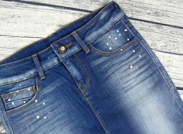 BERSHKA OŁÓWKOWA SPÓDNICA JEANSOWA JEANS 32