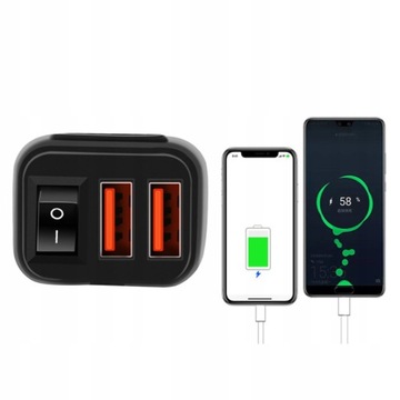 Двойное квадратное USB-зарядное устройство для телефона с мотоциклом