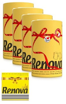 4x Żółty Ręcznik Papierowy Renova +serwetki
