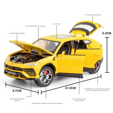 1/24 Lambo URUS Bison SUV, спортивные игрушки из сплава, модель автомобиля, литье под давлением, металл