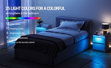 Прикроватные тумбочки со светодиодной подсветкой, 2 ящика, 2 USB-порта, белые NS30003X