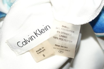 CALVIN KLEIN_Piękna SUKIENKA_ecri turkusowe kwiaty jak malowane prosta _40