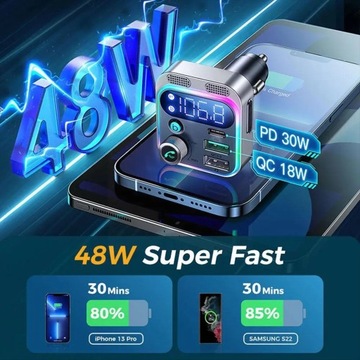 2023 Bluetooth 5.2 FM/AUX Автомобильный адаптер передатчика Bluetooth для