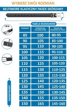 PASEK do spodni MĘSKI szeroki SKÓRZANY CZARNY r105