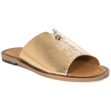 Klapki Venezia skórzane SW504 Gold złote r.39