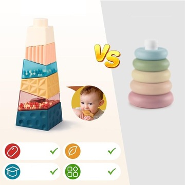 Montessori Silikonowe klocki do układania w stosy dla dzieci