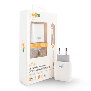 SZYBKA ŁADOWARKA SIECIOWA 2 x USB QC ZASILACZ USB-C PD Z KABLEM IPHONE