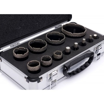 НАБОР АЛМАЗНЫХ КОРОНОЧНЫХ ПИЛОВ В КОРПУСЕ 6-68мм 11шт. ДЛЯ КЕРАМИЧЕСКОЙ ПЛИТКИ