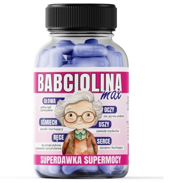 BABCIOLINA Max Prezent na Dzień Babci Butelka na Śmieszne Tabletki Cukierki