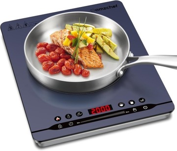 AMZCHEF płyta indukcyjna 2000 W 9 poziomów mocy 4 automatyczne menu BLUE