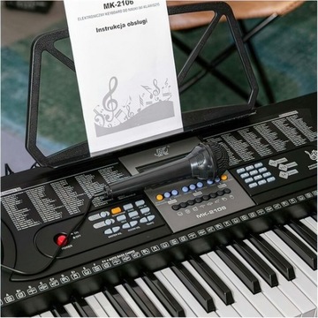 Duży Keyboard Organy MK-2106 Klawisze MEIKE Zasilacz Mikrofon 61 Klawiszy