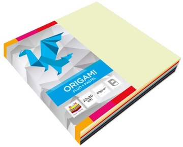 KOLOROWE KARTKI do ORIGAMI Papier 20x20 cm Zestaw KREATYWNY 100 KARTEK