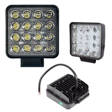 Lampa robocza 16 LED 24W 2000lm 12/24V spot kwadratowa HALOGEN Kamar