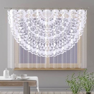 Piękna wyrazista Firanka żakardowa gotowa Bogda biała 150x150cm