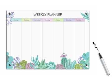 Weekly planer DRY ERASE CACTUS A3 PCV