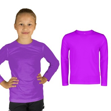 FIOLETOWA BLUZKA DŁUGI RĘKAWEK GŁADKA BAWEŁNA 128