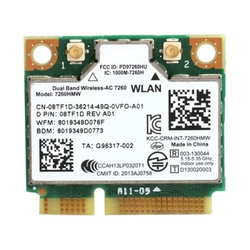 KARTA WIFI INTEL 7260HMW 802.11 A/B/G/N/AC DELL 08TF1D miniPCIe