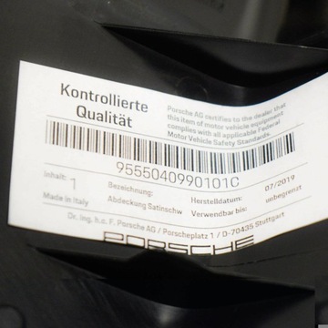 KRYT SATINOVÁ ČERNÁ PORSCHE CAYMAN 987 9555040990101C