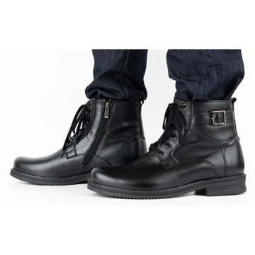 Buty meskie ocieplane skórzane 953MA czarne 41